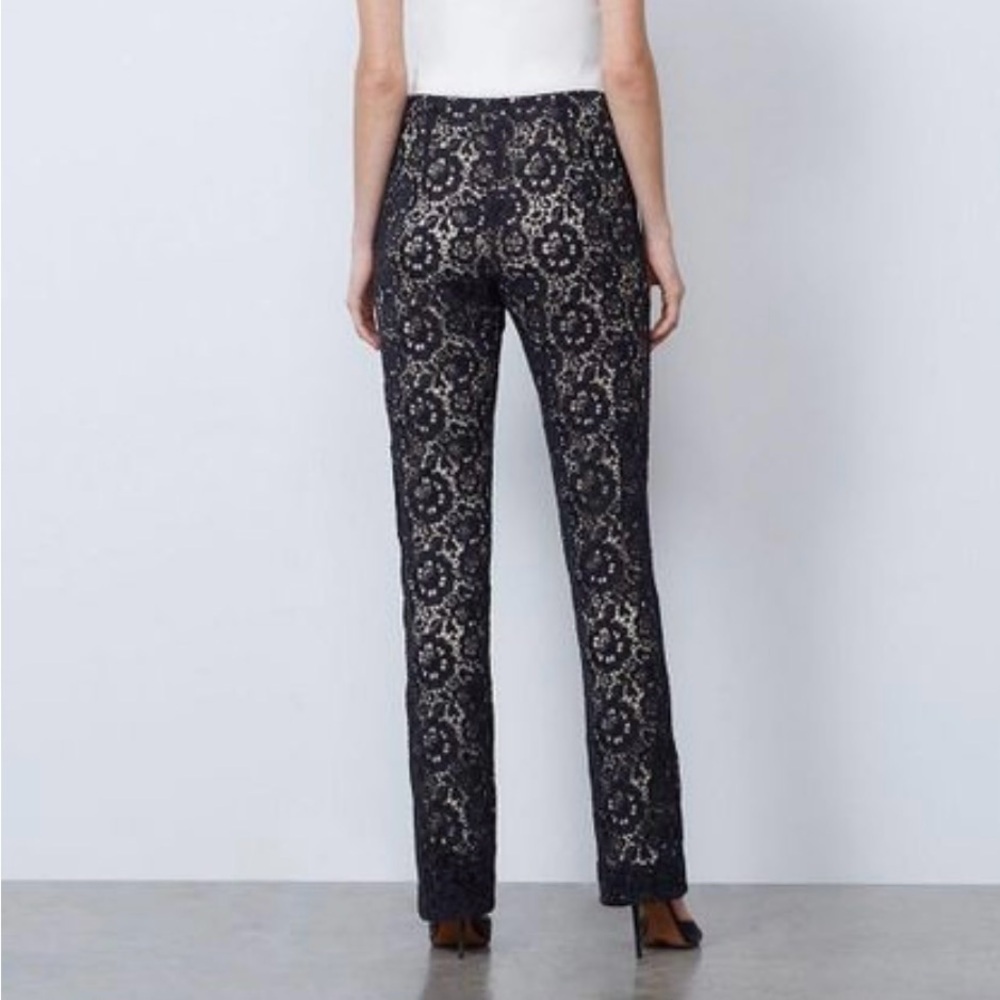 Etcetera Women's Black Floral Lace Pants Ranunculus Size 0 - Picture 8 of 12